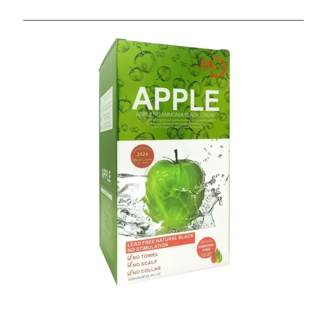 Apple Black Hair Dye Cream- Fast and healthy Dyeing 20 minutes Non-stick Scalp Fruit Fragrance 96 Hours 500x2ml.NO TOWEL NO SCALP NO COLLAR