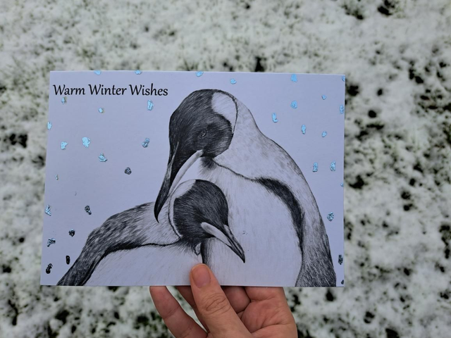 Christmas Penguins Foiled Greetings Card
