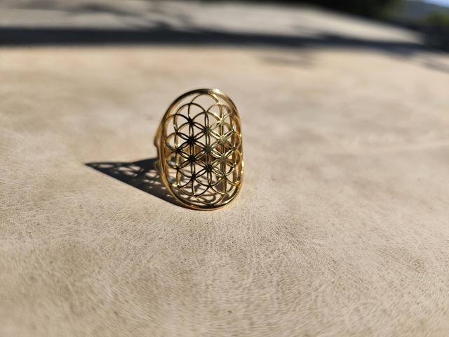 4 - bague acier inox fleur de vie