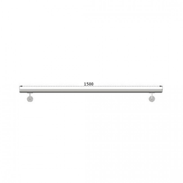 Hliníkové vodící madlo na zeď 50x1500 mm, imitace nerez