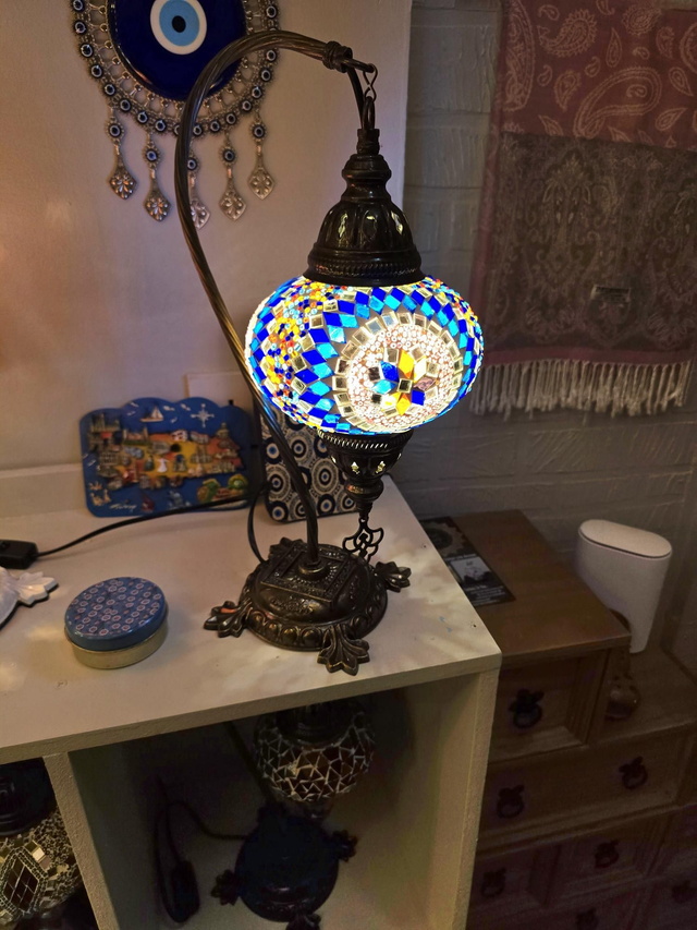 Large Mosaic Swanneck Table Lamp