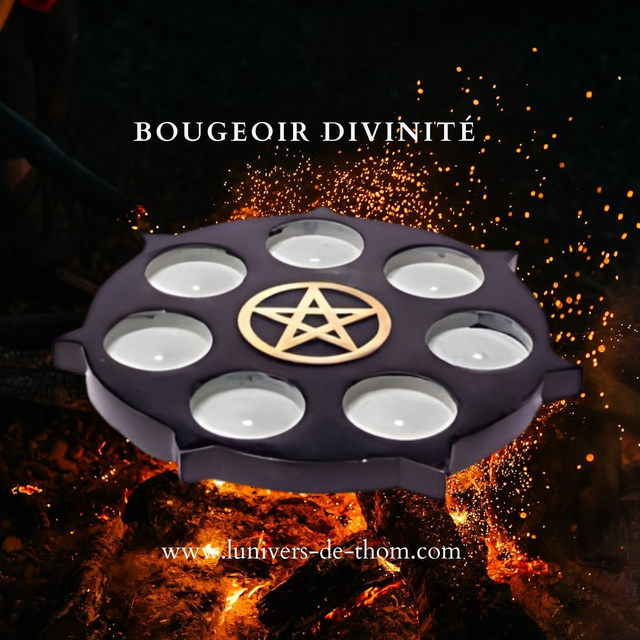 Bougeoir Divinité en pierre ollaire Pentacle 25 cm