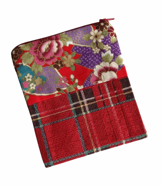 Pochette tapisserie écossaise et tissu Japonais 