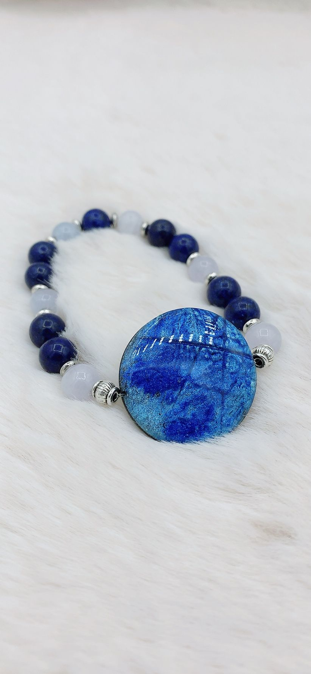 Bracelet "Eclat Naturelle" Lapis Lazuli et Aigue Marine