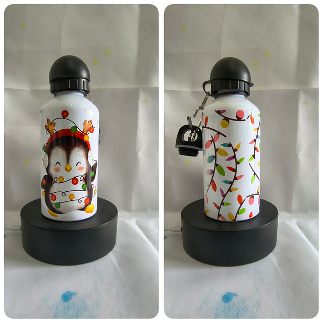 Noël gourde double bouchon pingouin