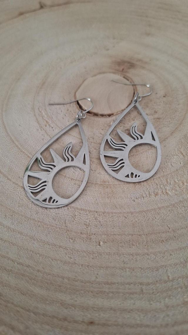 Boucles D'Oreilles Goutte Soleil Argenté Personnalisable 