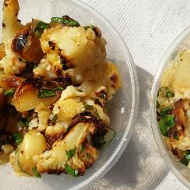 roast califlower and garlic salad