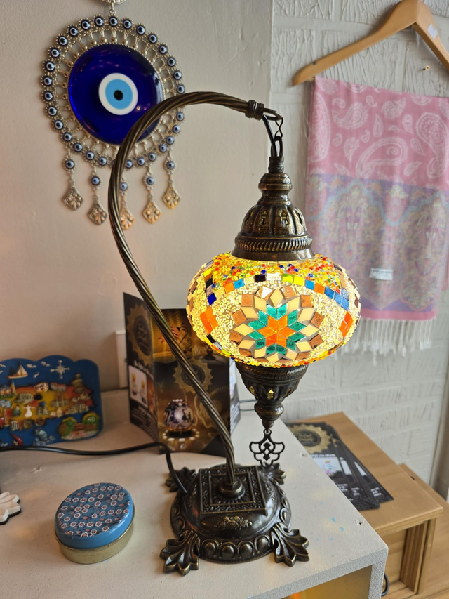 Large Mosaic Swanneck Table Lamp