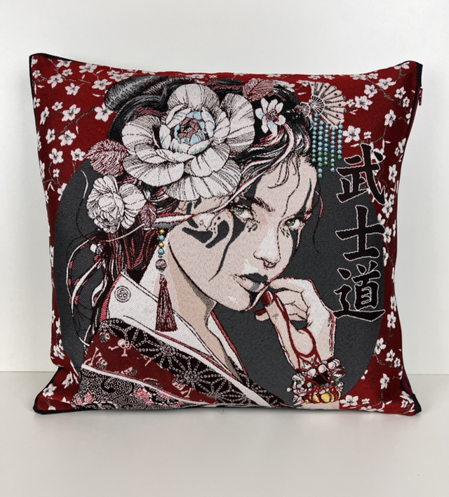 Coussin Jacquard Geisha rouge