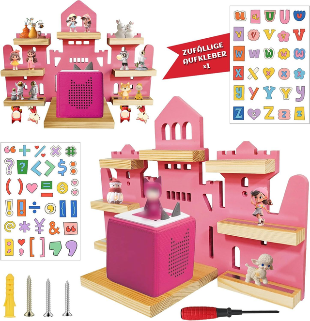Figurenregal aus Holz im Schloss-Design – für Toniebox &amp; Hörfiguren