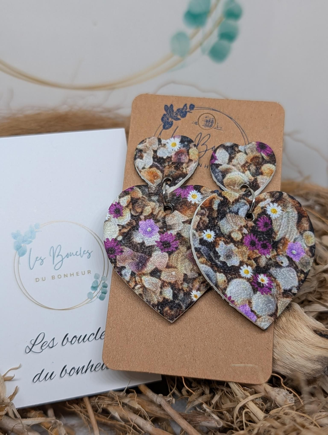 Boucles d'oreilles Louise fleurie violet lo108