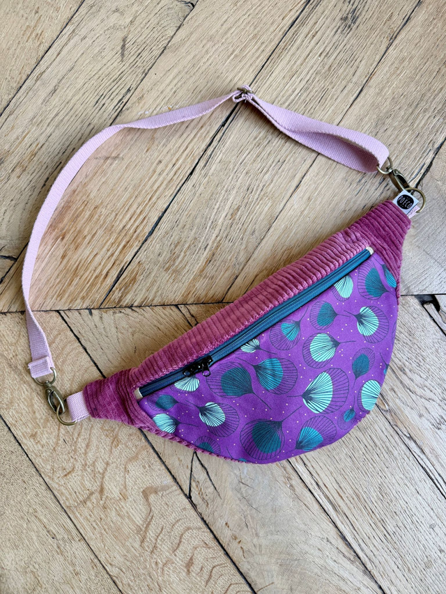 Sac Banane velours côtelé - PLUMES - prune