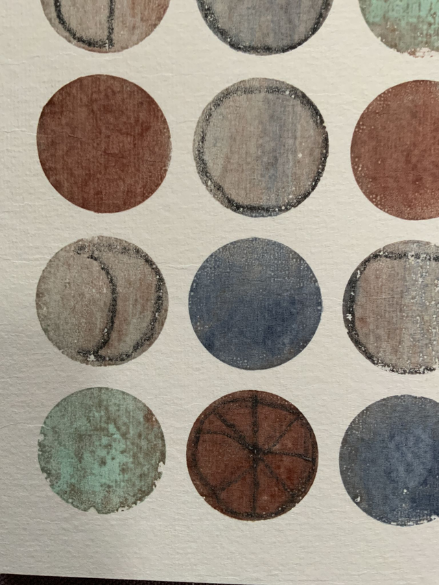 DOTS 1 - Mono Screen Print with Copper, Indigo, Avocado & Oak Gall Inks