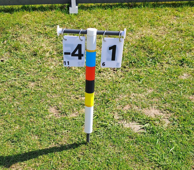 Advantage GC post with plastic flip over starting scores - Primary colours 