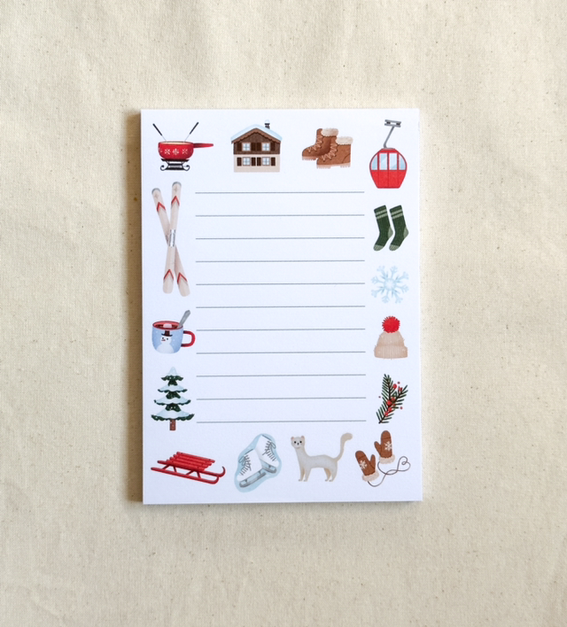 Bloc-notes 50 feuillets Vacances à la neige