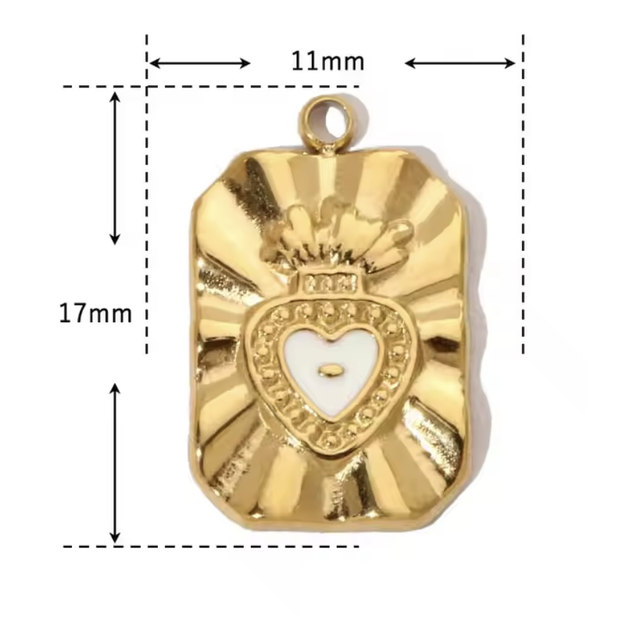 Charm rettangolo cuore sacro bianco 
