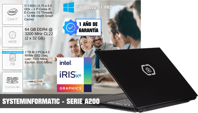 PORTÁTIL 17&quot; SERIE A200B - I7 64GB RAM - 1TB