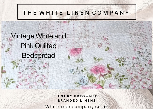 VINTAGE MAISON - Floral Kingsize 100% Cotton Quilt Eiderdown - Pink and White