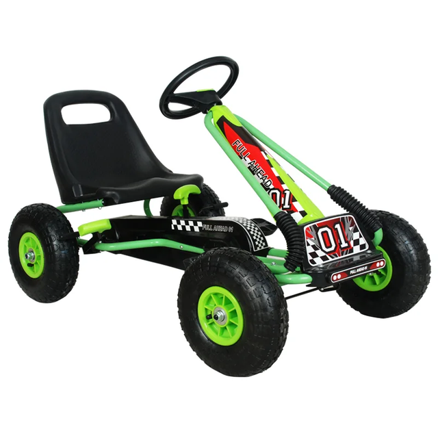 Zoom Rubber Wheel Go Kart (Green Black)