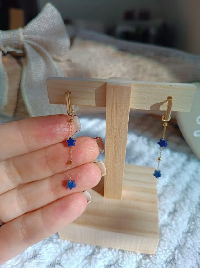 Boucles d'oreilles Lapis Lazuli Étoiles