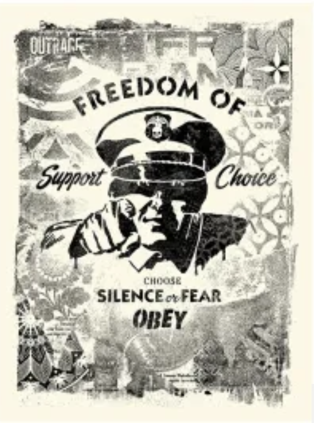 Shepard Fairey - Silence or fear Damaged Stencil Series  - 400ex - 2017