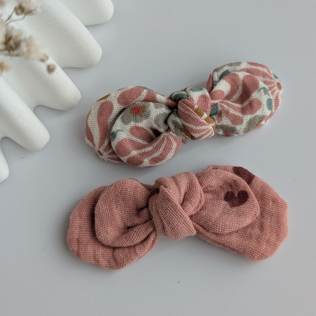 Barrette Noeud Romane pince crocodile à motifs