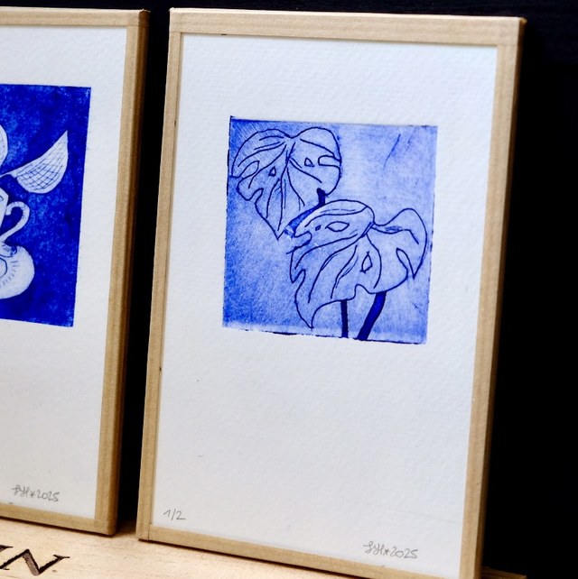 Duo monstera - petite estampe 10x15