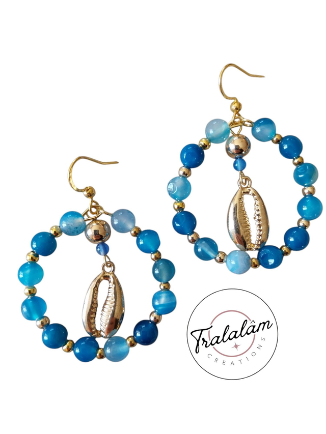 ✨Boucles d’oreilles &quot;créoles lagon coquillages&quot;✨