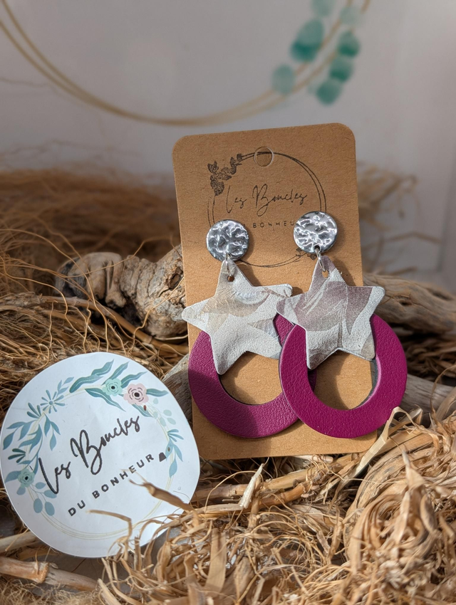 Boucles d&#039;oreilles star framboise mo1005