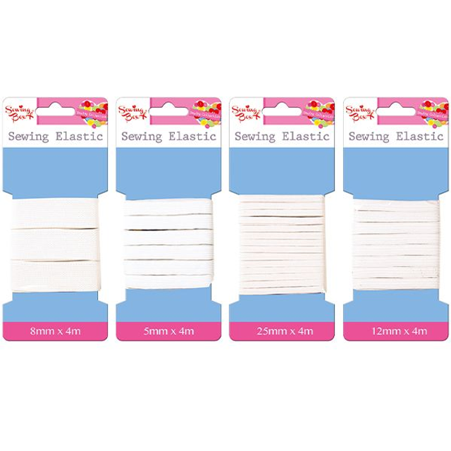 Sewing Box Elastic, White - Various Sizes £1.25 each