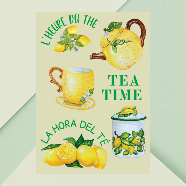 Impression d'Art Typographique 'Lemon Tea Time' - Décoration de Cuisine Conviviale / Lemon Tea Time Typography Art Print - Cozy Kitchen Decor 
