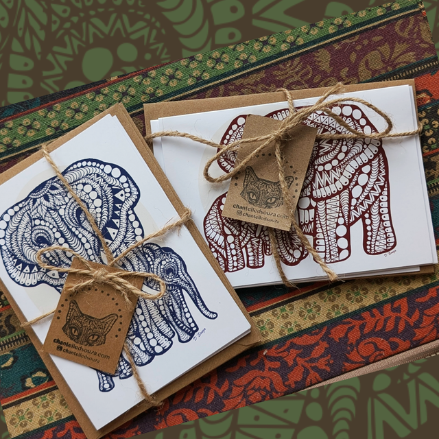 Elephant Greeting Card Pack x4