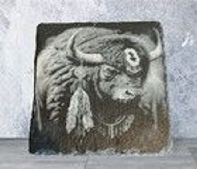 Slate Coaster - Indian Bison