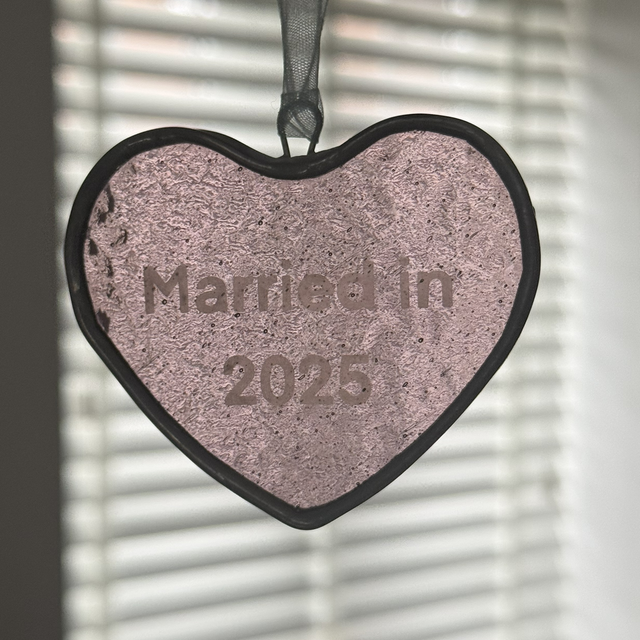 Married in 2025 etched heart 