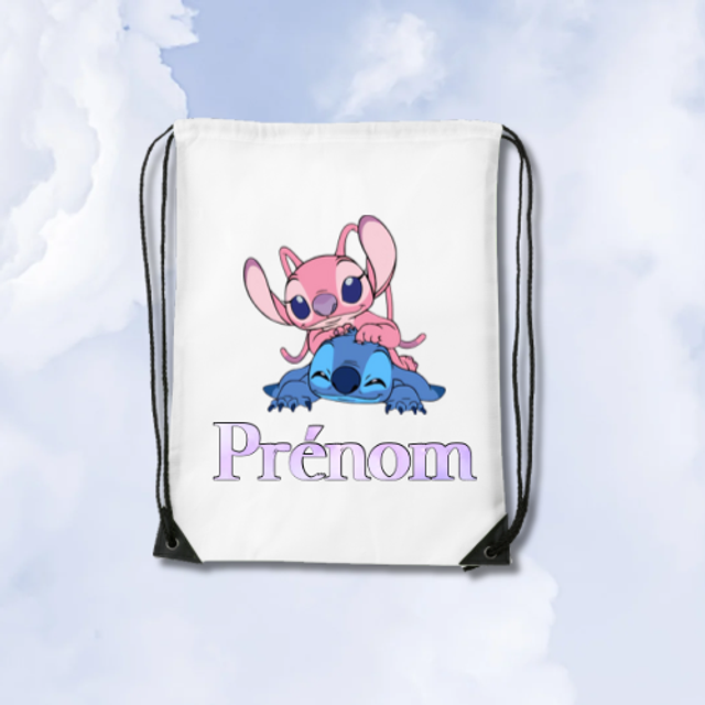 Sac Cordon Angel et Stitch Prénom 