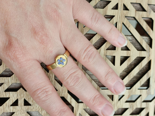 Bague Fleur séchée Myosotis