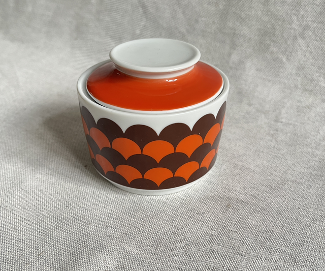  Retro Porzellan Zuckerdose 70er Jahre braun / orange