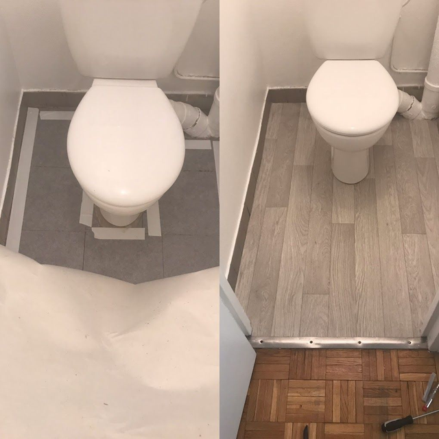 Depose ou Pose de Revetement de sol Parquet ou pvc avec des plinthes