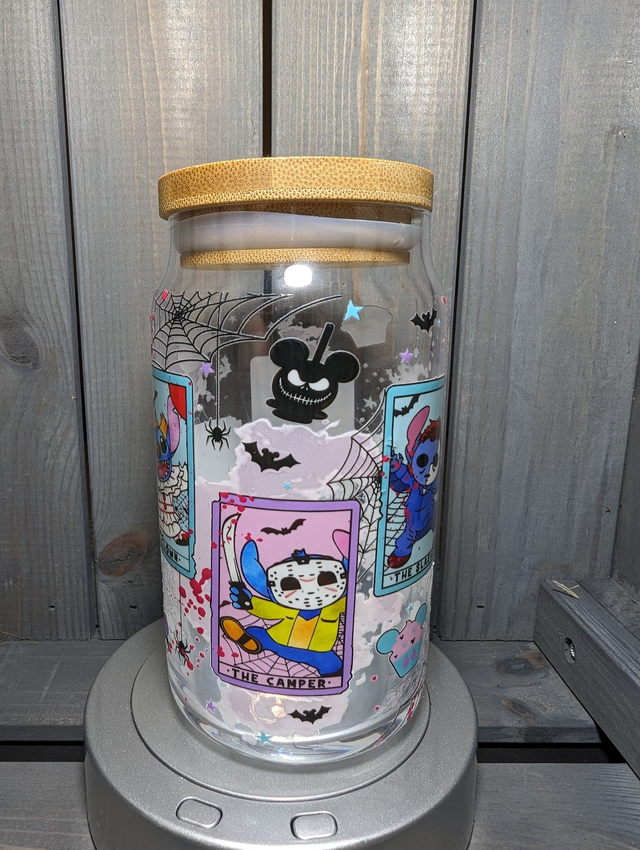 Halloween Movie Stitch glass & straw