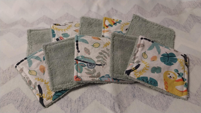 Cotons démaquillants jungle lavables en éponge bambou