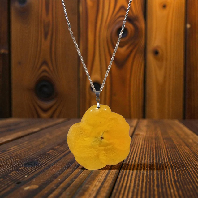 Colgante flor pensamientos amarilla 010