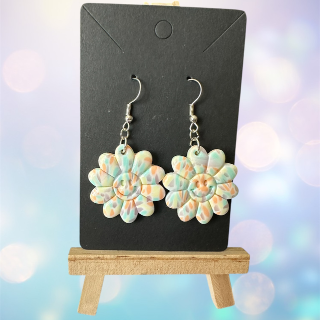 Pastel Colour Mix Daisy Polymer Clay Earrings