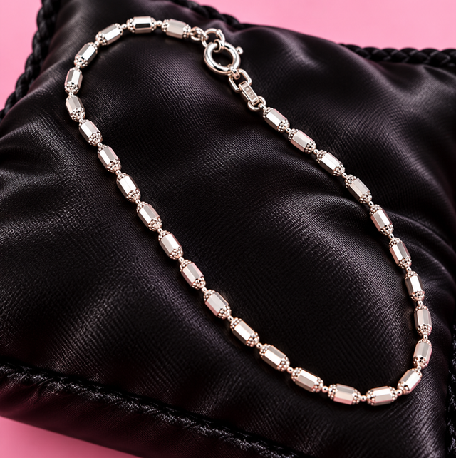 925 Sterling Silver Faceted Bead Bracelet