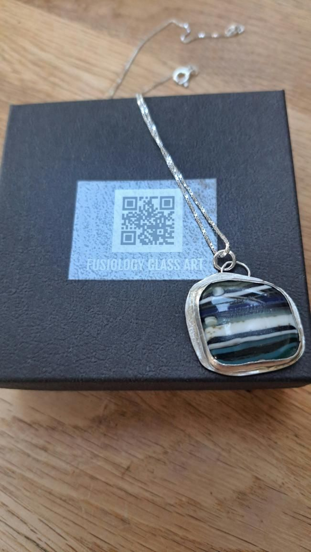 Aqua stringer &amp; silver pendant 