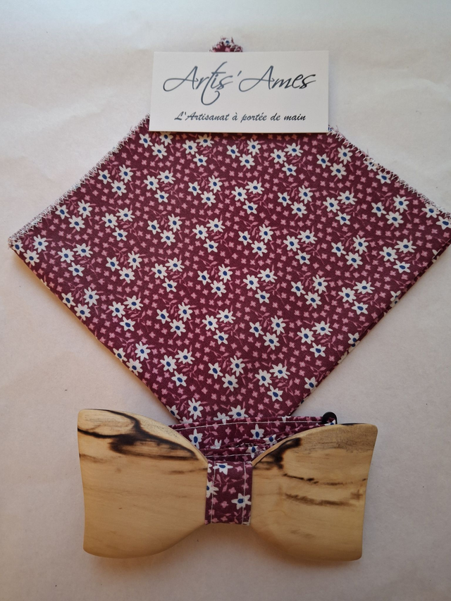 Noeud Papillon en Charme échauffé avec pochette