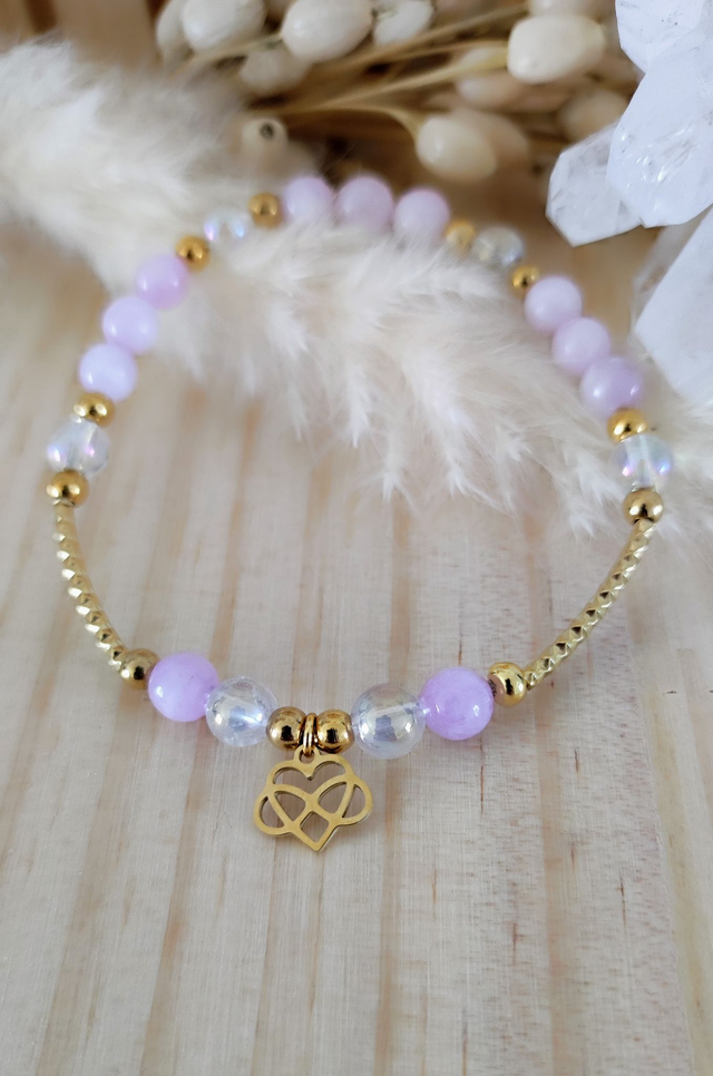Bracelet "Guérison émotionnelle" Kunzite et Quartz Aura