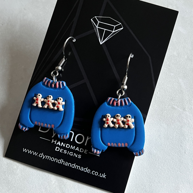 Christmas Jumper Earrings - Gingerbread men