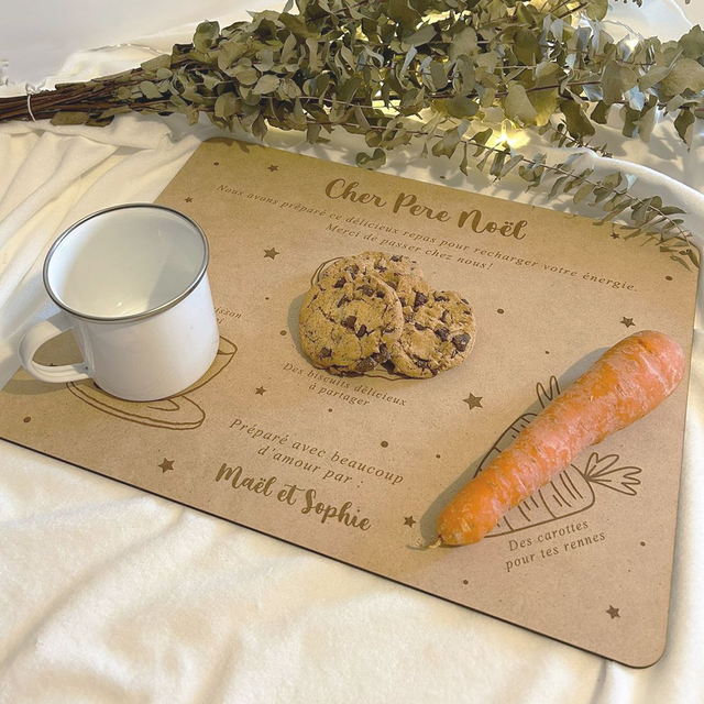 Plateau de Noël en bois personnalisé – Lait et biscuits pour le Père Noël 🎅 Grand
