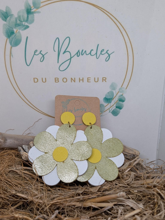 Double marguerite vert blanc