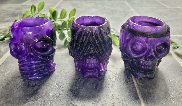 See No Evil, Hear No Evil, Speak No Evil - Set of 3 Skull Tealight Candle Holders